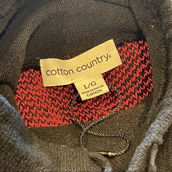 Buffalo Check Red and Black Cotton Country Slouchy Christmas Sweater Size L - Picture 9 of 11